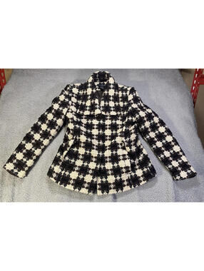Willi Smith Women Jacket  Medium Black Knitted Wool Blend